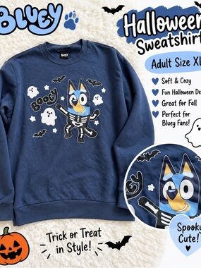 Unisex Halloween Blue Crewneck Sweatshirt - Blue XL